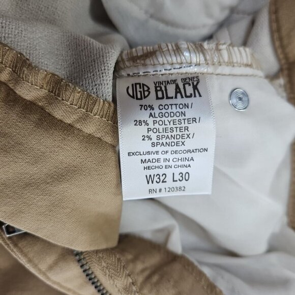 Vintage Genes Black Jeans Men's 32W 30L Brown French Terry Denim Stretch NWT - Picture 16 of 16